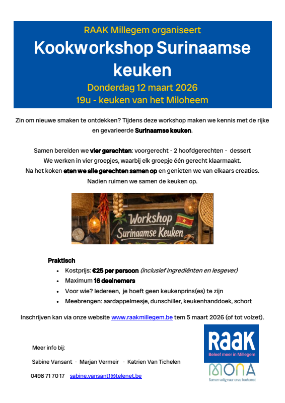 Affiche van Kookworkshop Surinaamse keuken