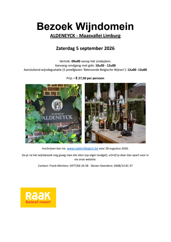 Affiche van Bezoek wijndomein Aldeneyck