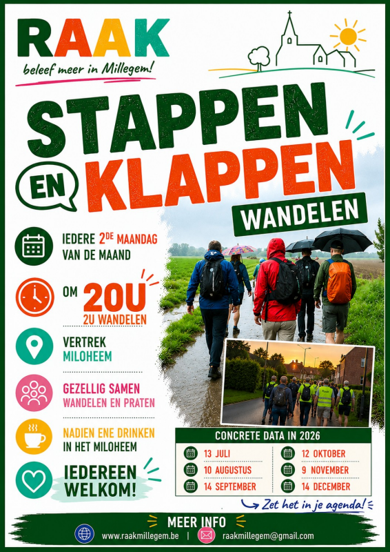 Affiche van Stappen en klappen - wandelen (maandelijks)