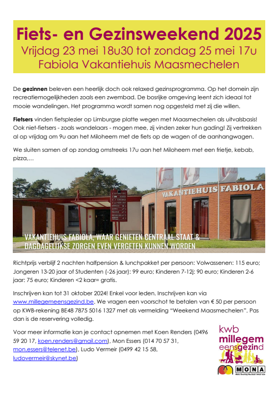 Affiche van Fiets- en Gezinsweekend Maasmechelen Fabiola