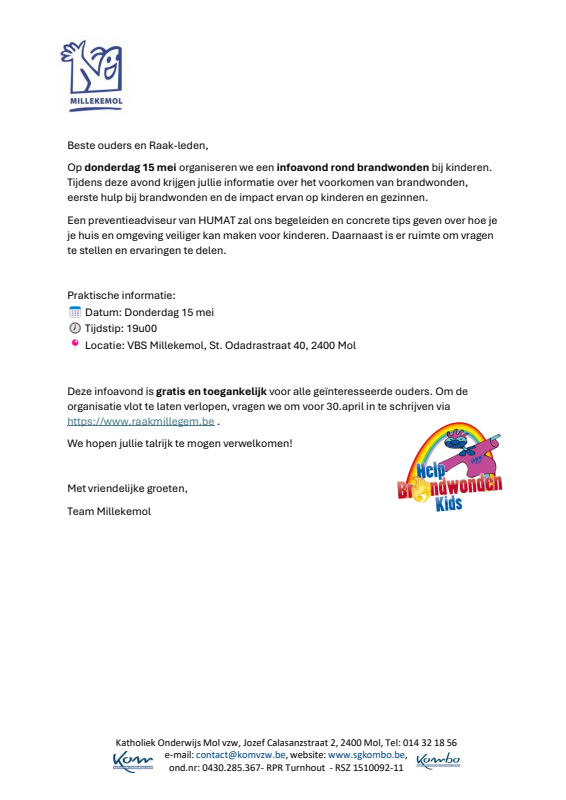 Affiche van Infoavond brandwonden bij kinderen