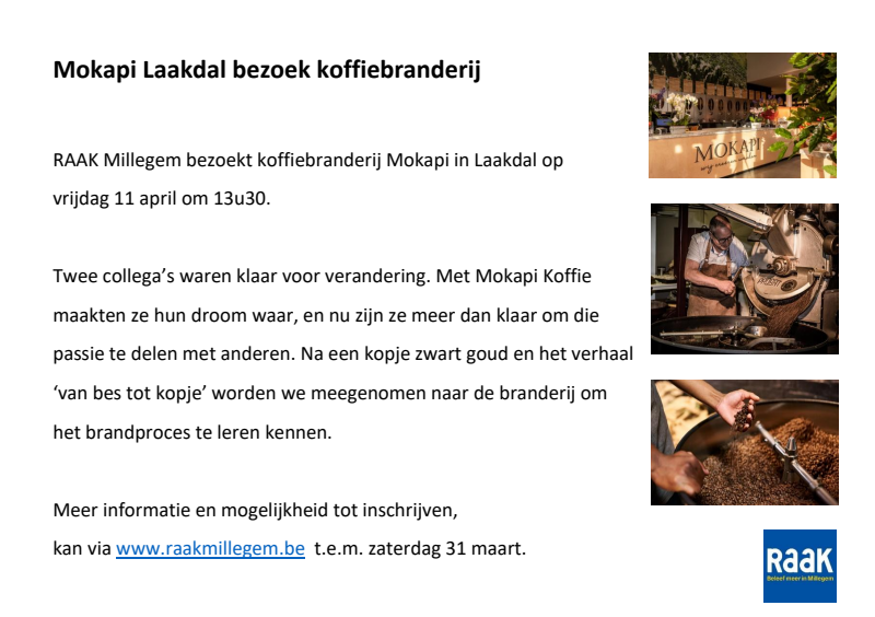 Affiche van Bezoek Mokapi Koffie Laakdal