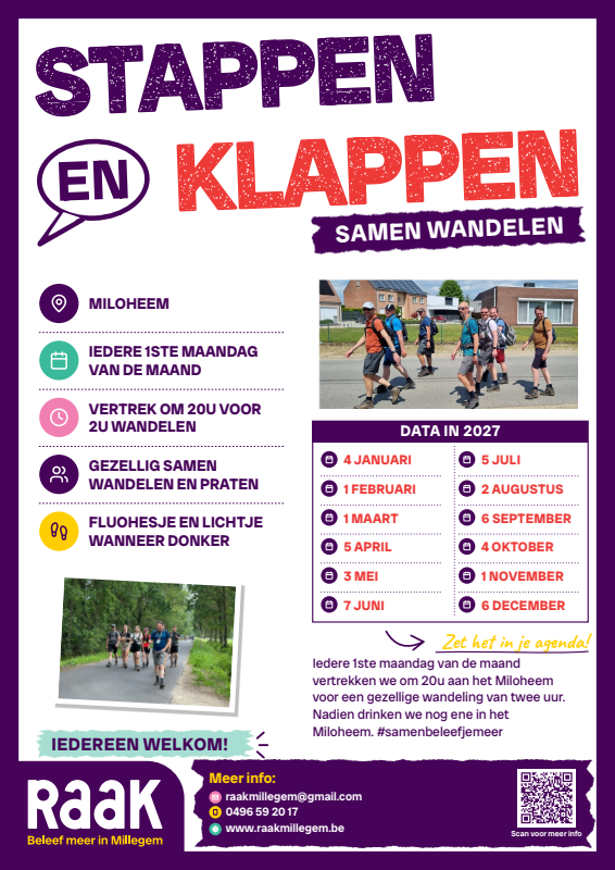 Affiche van Stappen en klappen - wandelen (maandelijks)